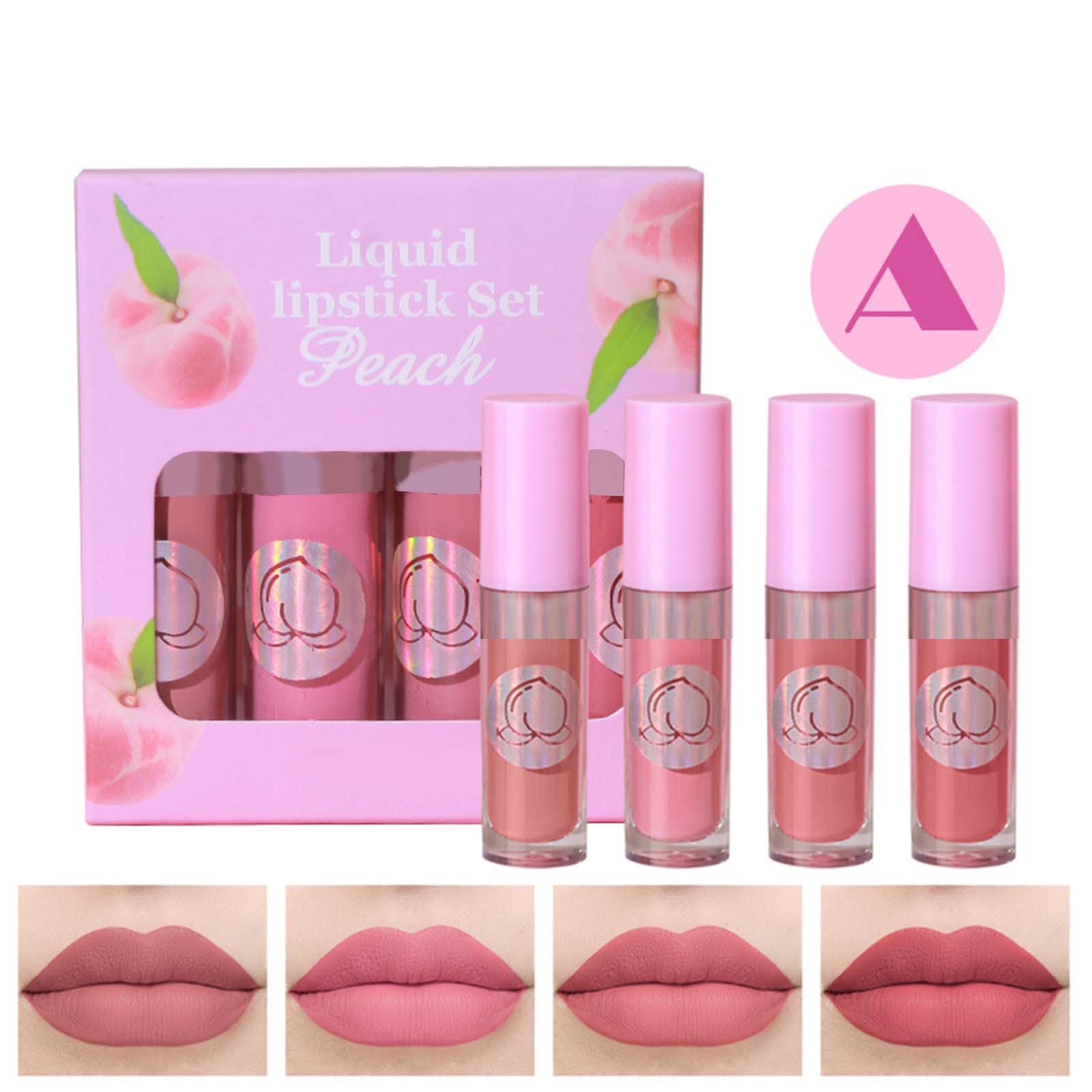 Creamy Lipstick Satin 2024 Buildable Non Stick 4 Pack Fruit Lip Gloss Set Girl Velvet Long 3529