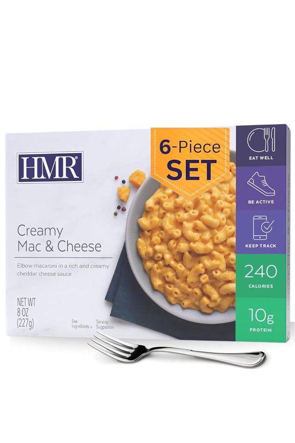 Creamy Mac and Cheese Entre | Pre-packaged Lunch or Dinner to Support Weight Loss | Ready to Eat | Vegetarian | 10g of Protein | Low Calorie Food | 8oz Serving per Meal | Pack of 6