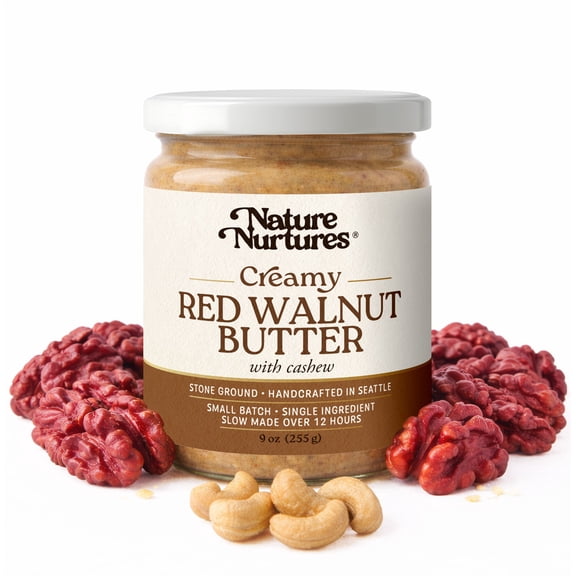 Creamy Red Walnut Butter with Cashew | Raw Stone Ground | Small Batch | No Added Sugar | No Palm Oil | Made in USA