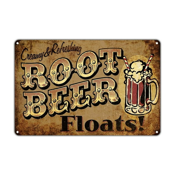 Creamy & Refreshing Root Beer Floats Retro Vintage Retro Metal Wall Decor Art Store Man Cave Bar Garage Sign Size: 12 x 16 inch