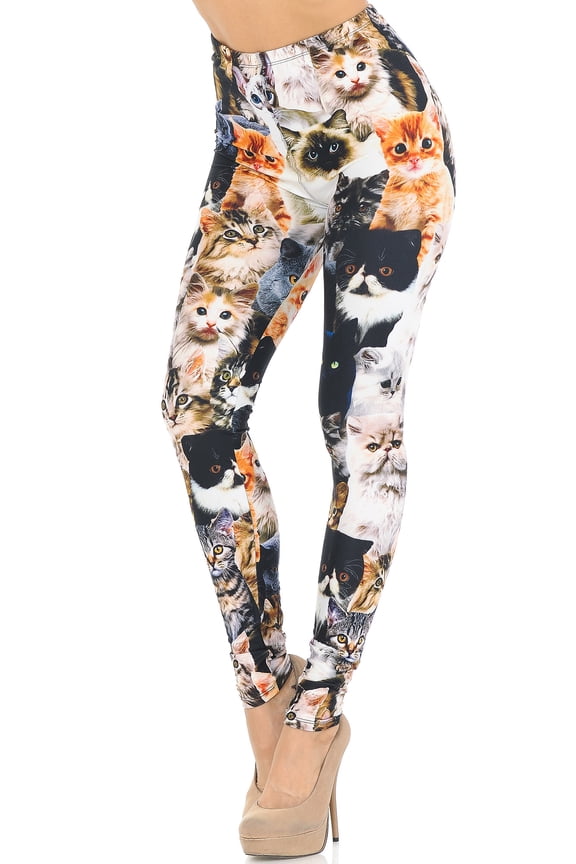 Creamy Soft Cat Collage Extra Small Leggings - USA Fashion (XSmall One Size,Multi Color Bold)