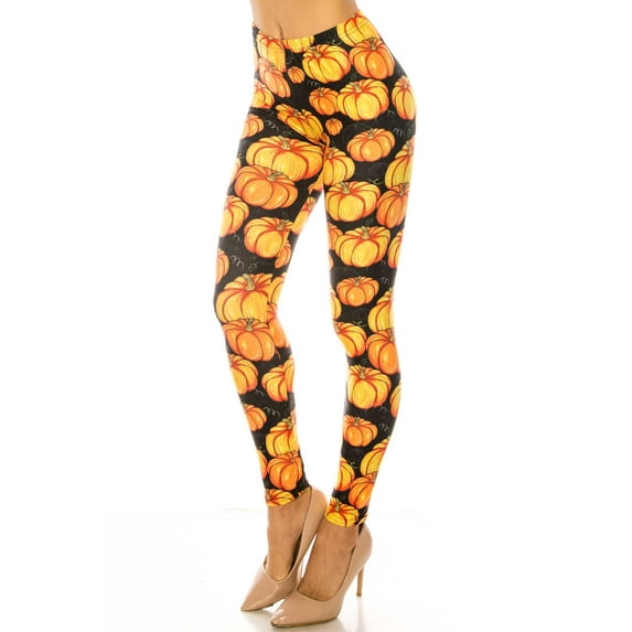 Creamy Soft Girls Kids Size Leggings, High Rise, Stretchy - by USA Fashion™ Autumnal Pumpkins Small