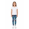 thumbnail image 1 of Creamy Soft Girls Kids Size Leggings, High Rise, Stretchy - by USA Fashion Electric Blue Floral Butterfly Large, 1 of 2