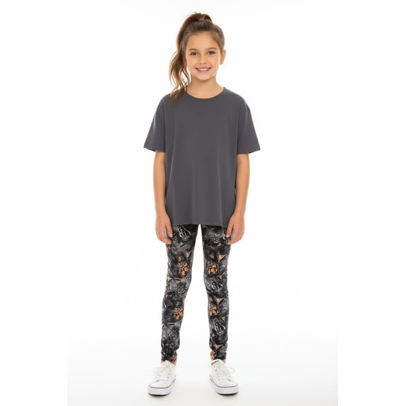 Creamy Soft Girls Kids Size Leggings, High Rise, Stretchy - by USA Fashion Haunted Halloween Large