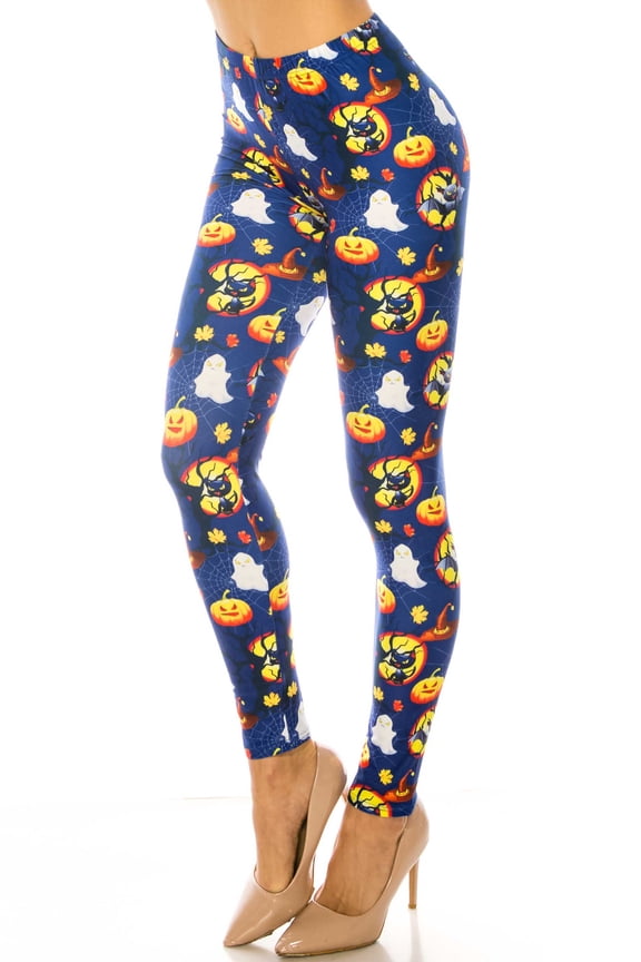 Creamy Soft Halloween Critters Leggings - USA Fashion (One Size Regular,Blue)