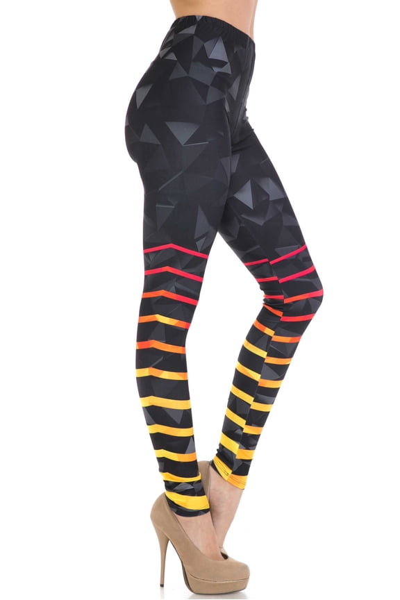 Creamy Soft Leggings Premium Women's 3D Harmonic Angles Extra Plus, High Rise, Stretchy, Comfortable, 3X-5X Leggings - by USA Fashion