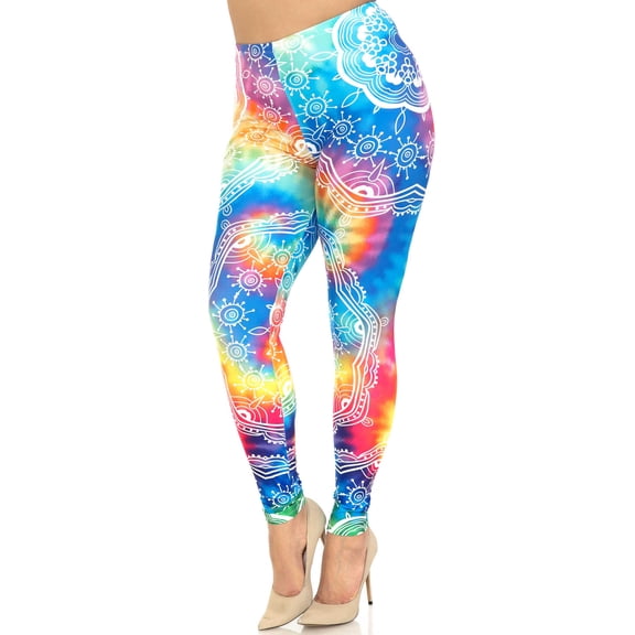 Creamy Soft Leggings Premium Women's California Tie Dye Extra Plus, High Rise, Stretchy, Comfortable, 3X-5X Leggings - by USA Fashion