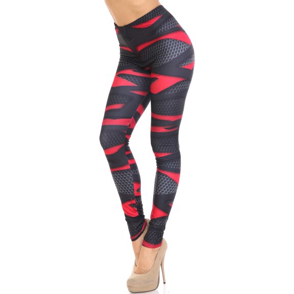 Creamy Soft Leggings Premium Women's Cascading 3D Sport Wrap Extra Plus, High Rise, Stretchy, Comfortable, 3X-5X Leggings - by USA Fashion™