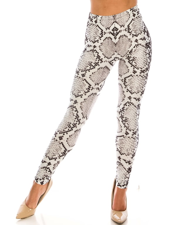 Creamy Soft Leggings Premium Women's Ivory Python Extra Plus, High Rise, Stretchy, Comfortable, 3X-5X Leggings - by USA Fashion