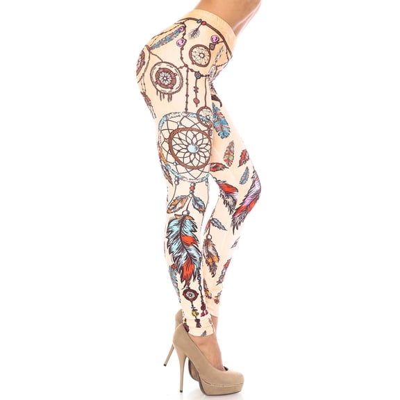 Plus Size - Creamy Soft Women's Laser Print Skin Smoothing Fashion Print Leggings - Dreamcatcher