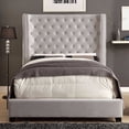 thumbnail image 1 of Creamy Upholstered Queen Size Bed With Wingback Headboard, Ivory, 1 of 2