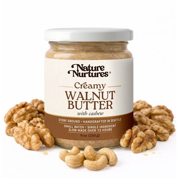Creamy Walnut Butter with Cashew | Raw Stone Ground | Small Batch | No Added Sugar | No Palm Oil | Made in USA