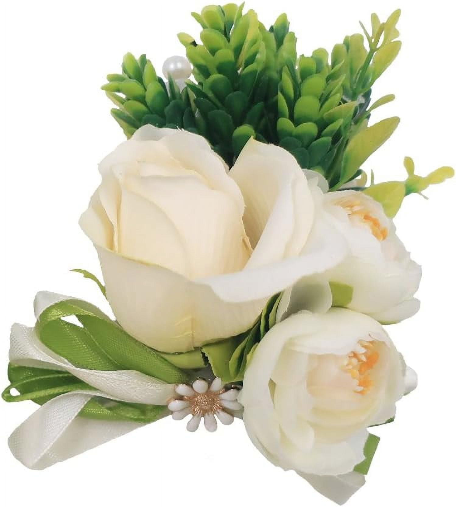 Creamy Whie Peony Rose Buds Wris Corsage Real Ouch Hand Flower For Prom ...