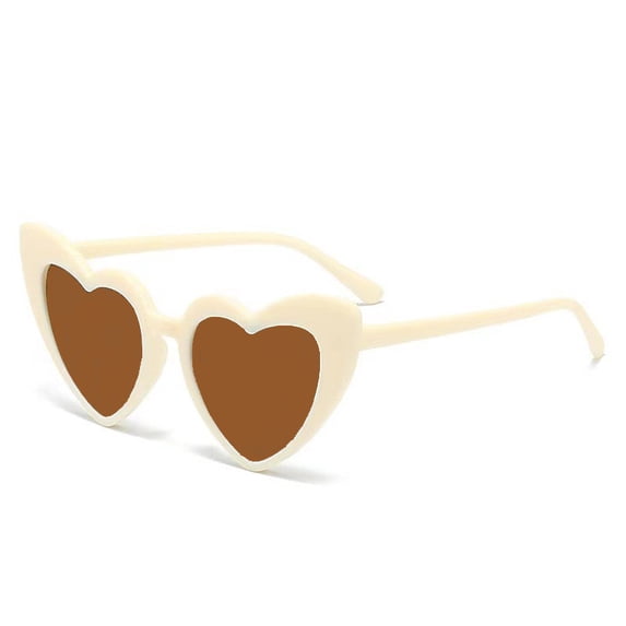 Creamy White Heart Shaped Sunglasses, UV400 Protection Fashion Eyewear ...