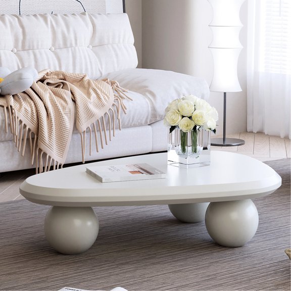 Creamy White MDF Material - Unique Triangle Design - For Primary Living Space - Create Comfortable Entertainment Area