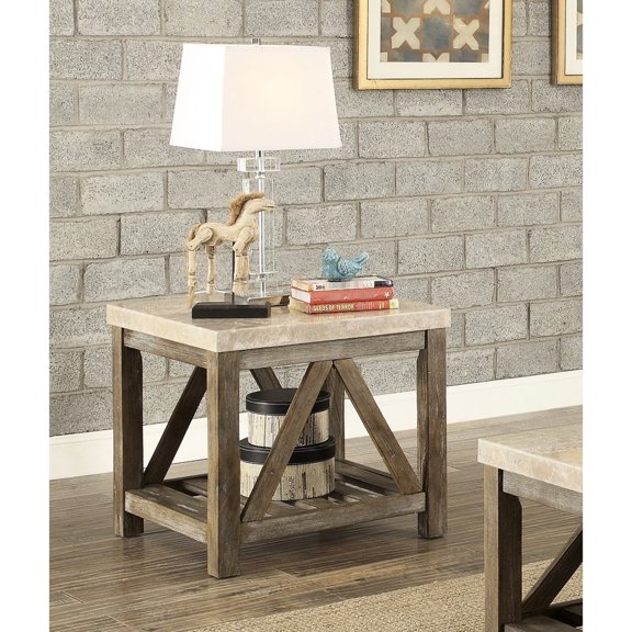 Creamy White Marble Top End Table with Support / Great for Primary Living Spaces