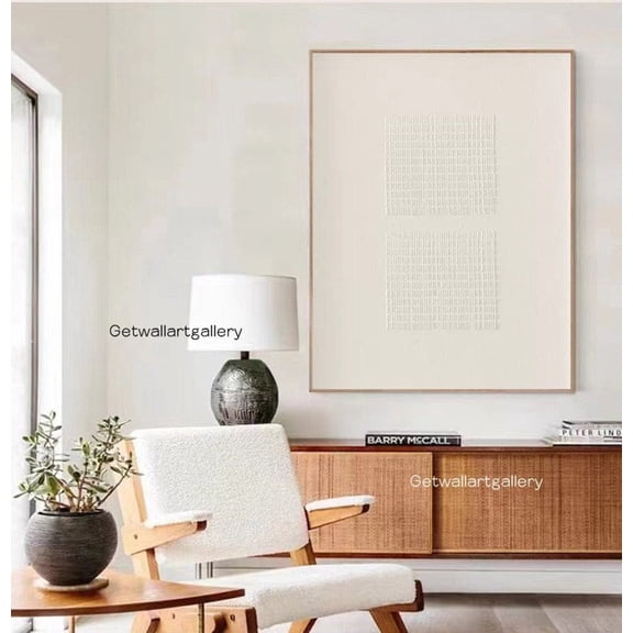 Creamy White d Poster Wall Art Light Beige Minimalist Neutral Abstract Modern Home Decoration
