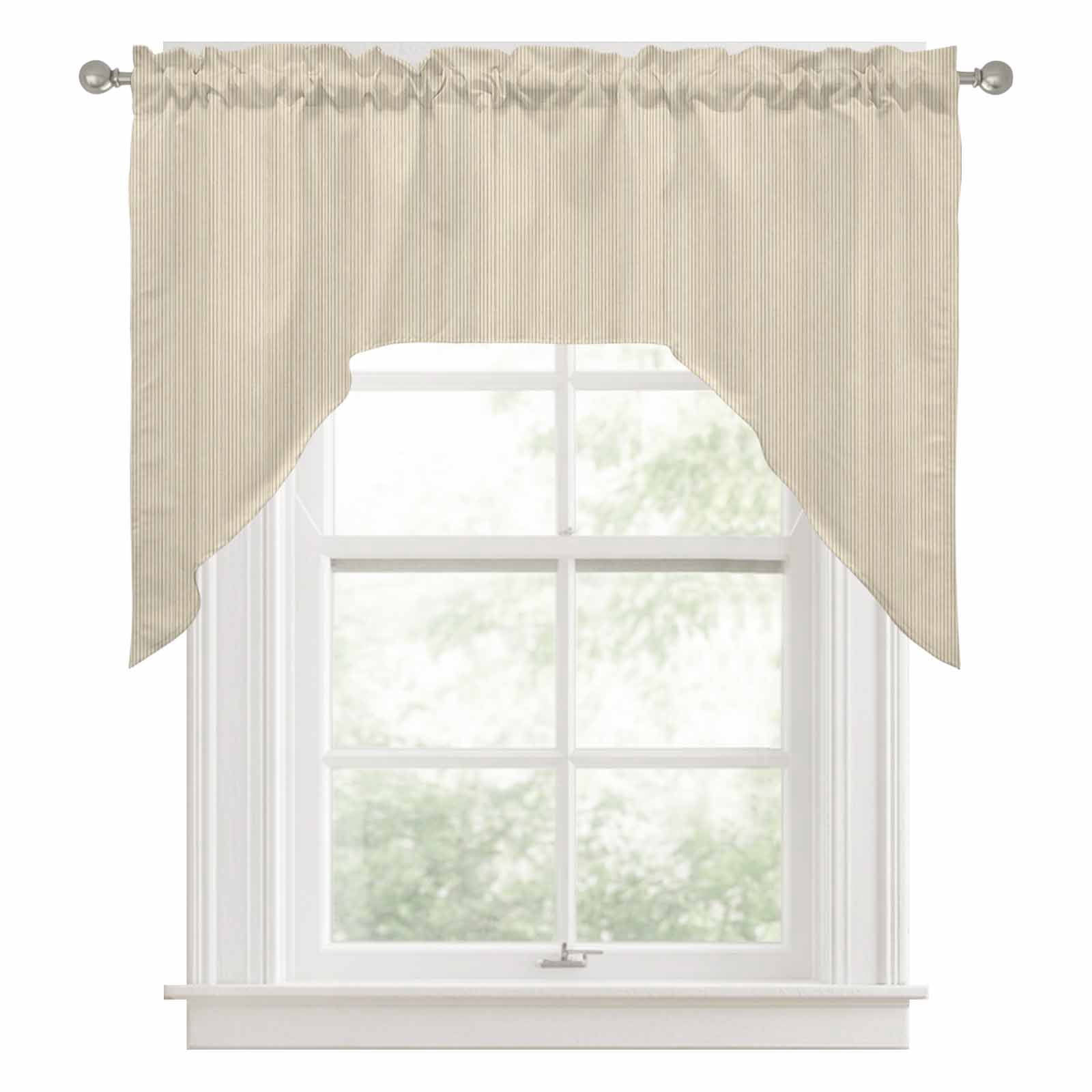 Creamy Yellow Striped Swag Valances for Windows 56 x 36 Inch, Modern ...