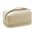 thumbnail image 1 of Creamy leather double-layer multi-color large-capacity storage bag for portable travel-Apricot, 1 of 5
