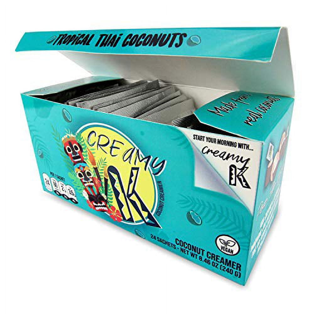 CreamyK Coconut Milk Non Dairy Vegan Creamer Packet, Box of 24