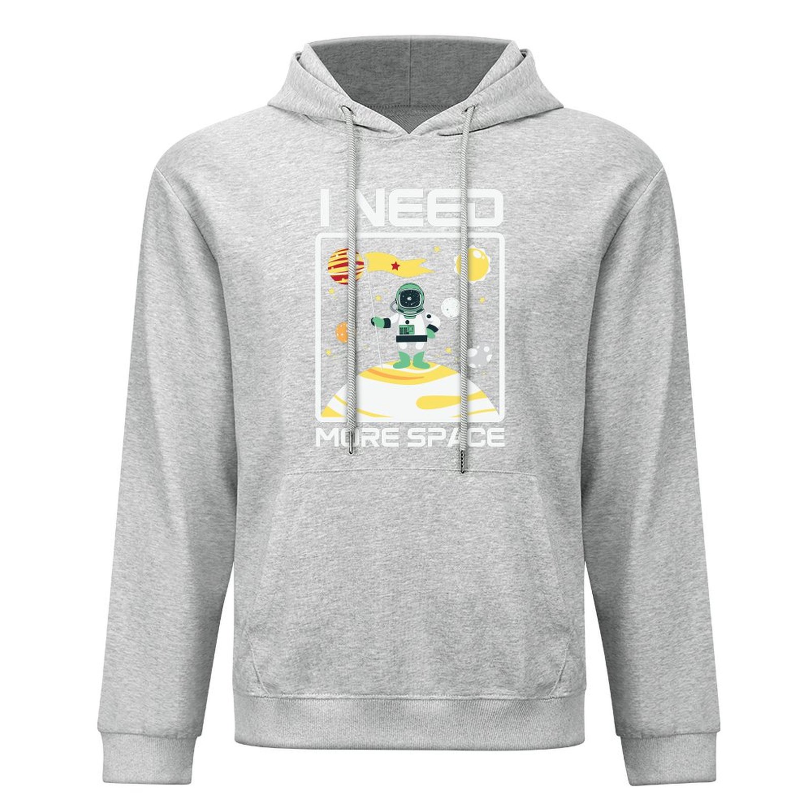 Creaon Cozy Gray Pullover with Astronaut Space Print for Men, Sizes S