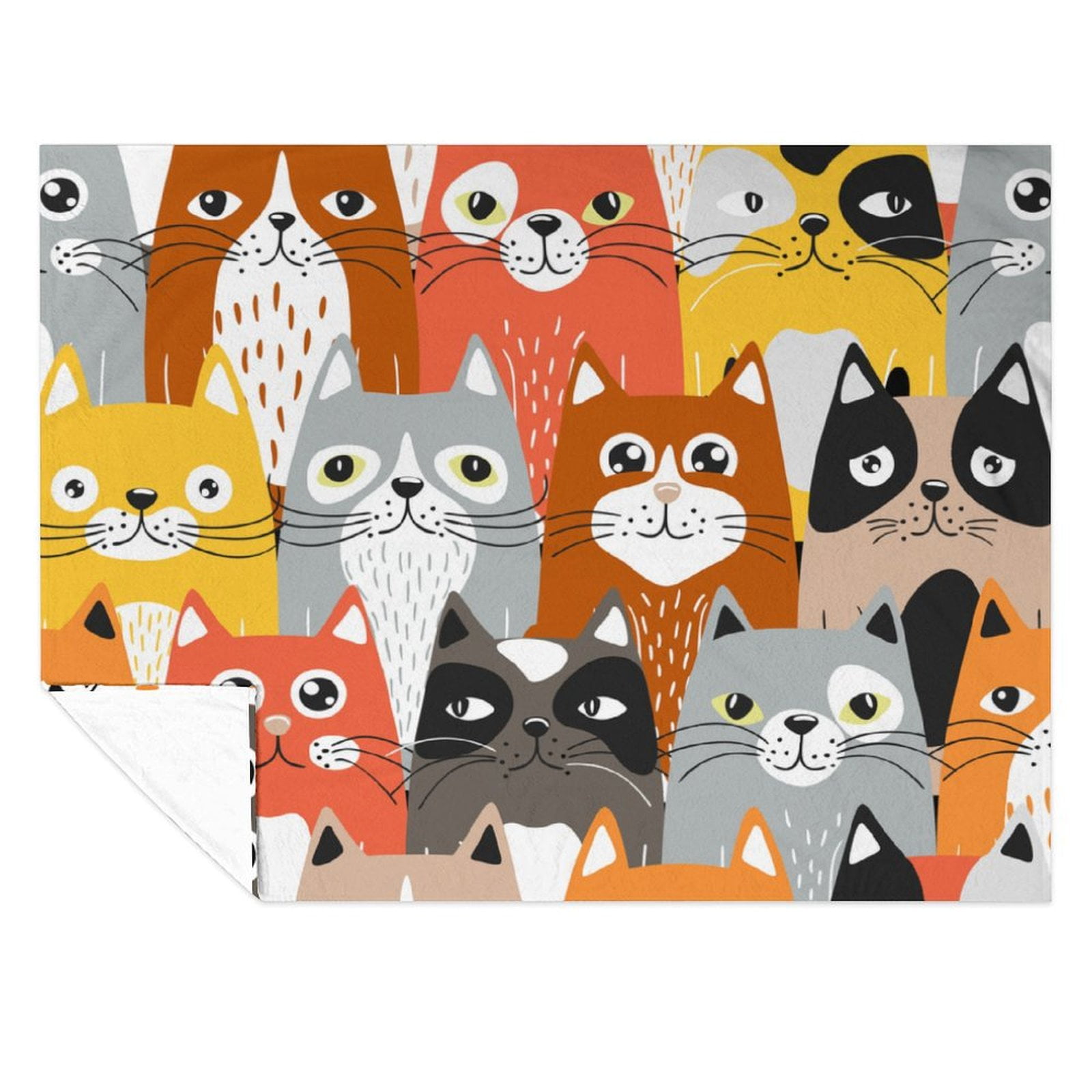 Creaon Cute Cat Themed Pattern AntiPilling Flannel Blanket 40''x50