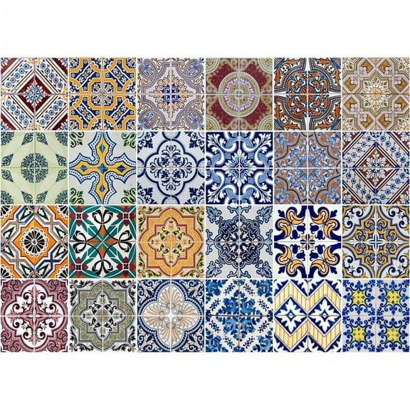 Crearreda Azulejos Kitchen Panel Peel and Stick Vinyl Wallpaper, 25.5-in by 18.5-in, 2.63 sq. ft.