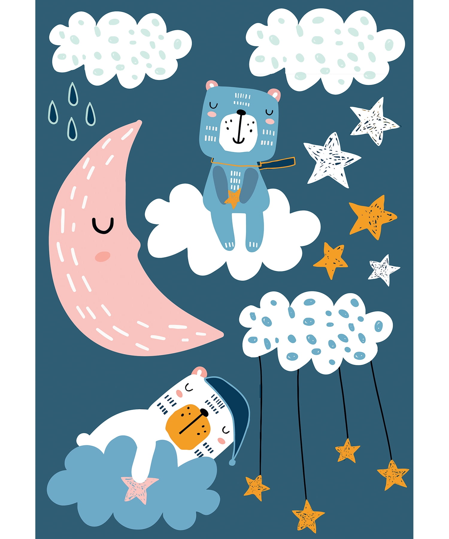 Glow-in-the-Dark Bear and Moon Wall Decal Set