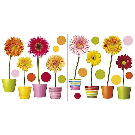 Crearreda Gerberas Flowers Wall Decals, 12.2-in by 24.4-in, 2.07 sq. ft.