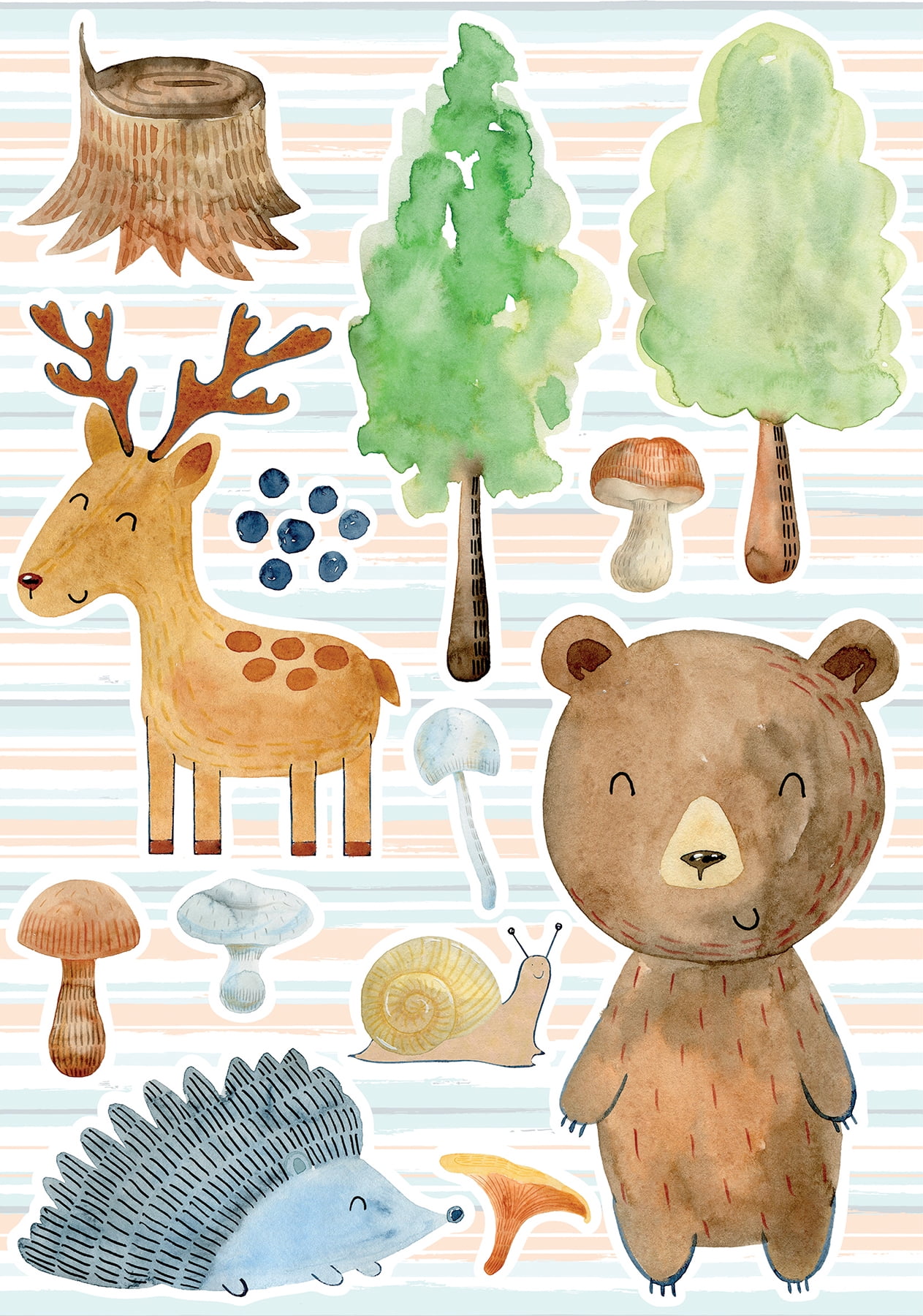 Crearreda Watercolor Forest Wall Stickers