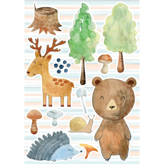 Crearreda Watercolor Forest Wall Stickers