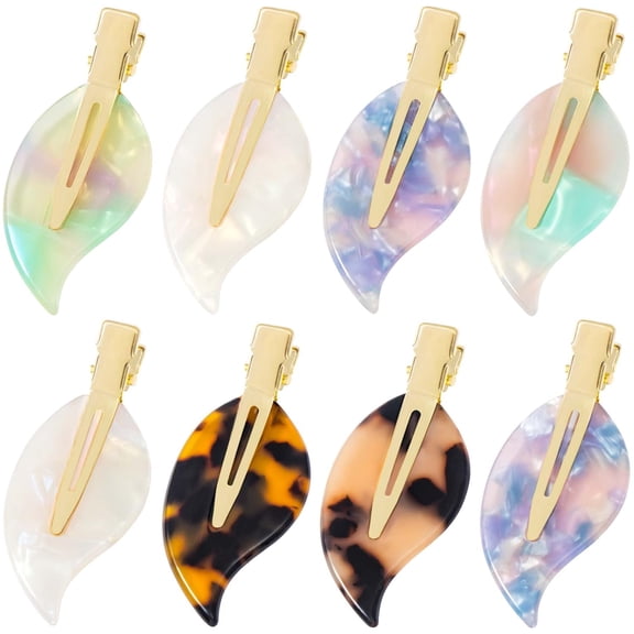No Crease Hair Clips 8pcs, Creaseless Makeup Hair Clips, No Bend Alligator Flat Hair Clips, Oak Leaf Hair Bang Duck Bill Clips Hair Barrettes Styling Accessories for Women Girls