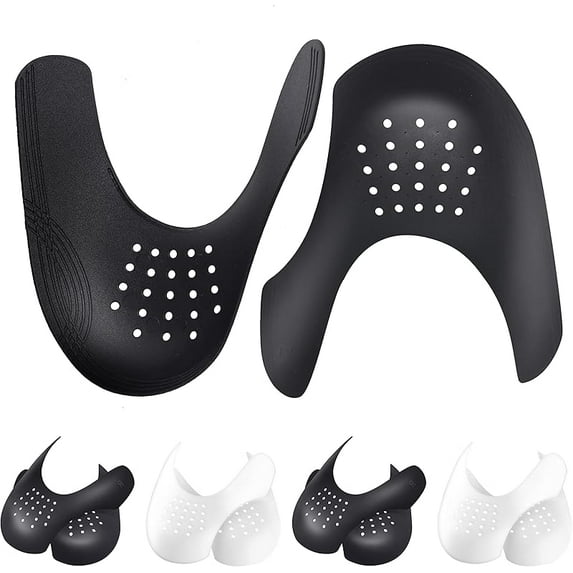 Crease Protectors Suitable for Most Sneakers, 4 Pairs Crease Protectors for Jordan 1, Air Force 1, and Dunk Low; Men's 7.5-12/ Women's 5-8.5 (Black+White, Men's US Size 7.5-12)