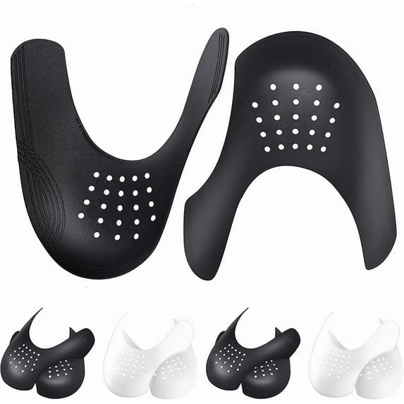 Crease Protectors Suitable for Most Sneakers, 4 Pairs Crease Protectors for Jordan 1, Air Force 1, and Dunk Low; Men's 7.5-12/ Women's 5-8.5 (Black+White, Men's US Size 7.5-12)