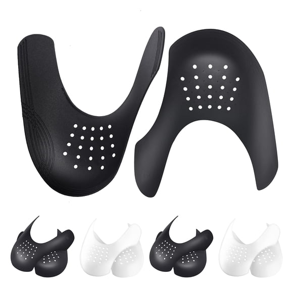 Crease Protectors Suitable for Most Sneakers,4 Pairs Crease Protectors for Jordan 1,Air Force 1,and Dunk Low; Men's 7.5-12/ Women's 5-8.5 (Black+White,Men's US Size 7.5-12)