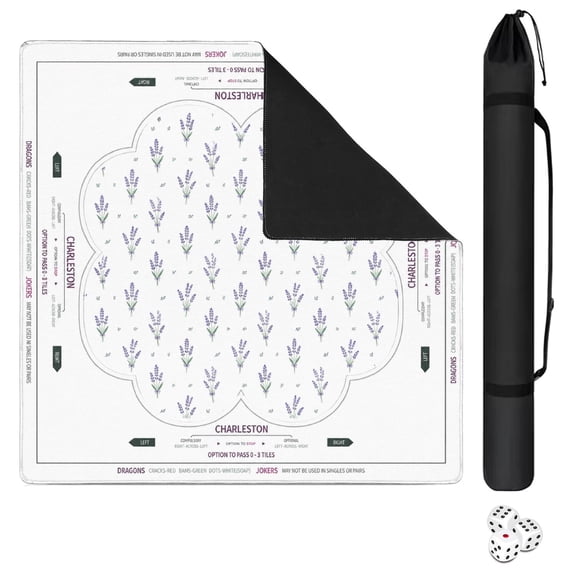 Crease‑free roll‑stored mahjong mat with rules, 31.5‑Inch Square Table Cover, Stain‑Resistant Wipe‑Off Surface, Non‑Slip Noise Reduction and Poker‑Suitable Carry Sack