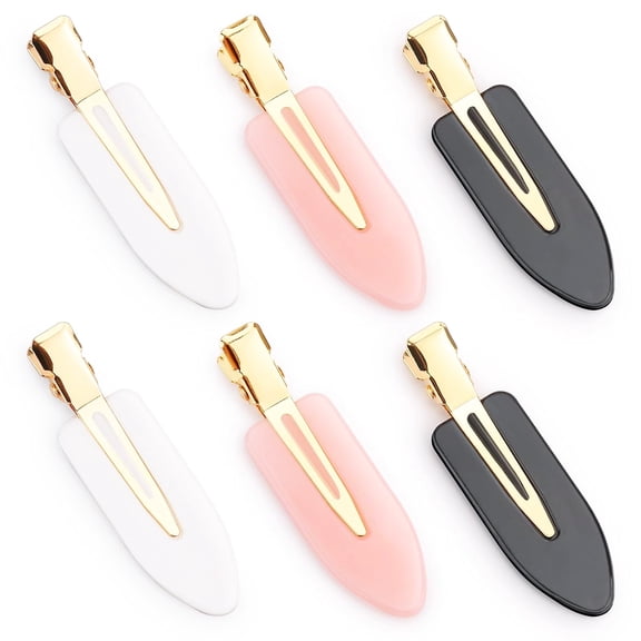 Creaseless Hair Clips In Stylish Gold Design 6 Pcs For Makeup And Hairstyling