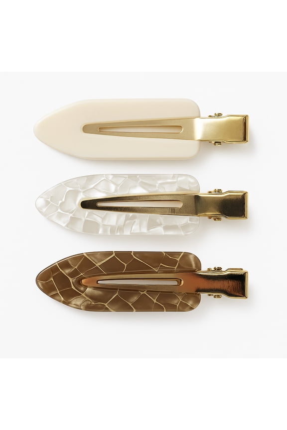Creaseless Hair Styling and Sectioning Clips - 3pk (Swirled Mocha)