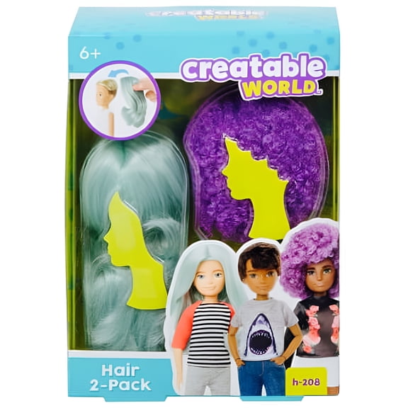 Creatable World Hair 2-Pack Teal & Purple Wig