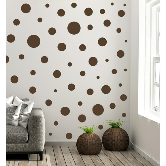 Create-A-Mural Brown Polka Dot Wall Stickers Kids Room Decor (63) Brown Fun Dots 1"-6.5"