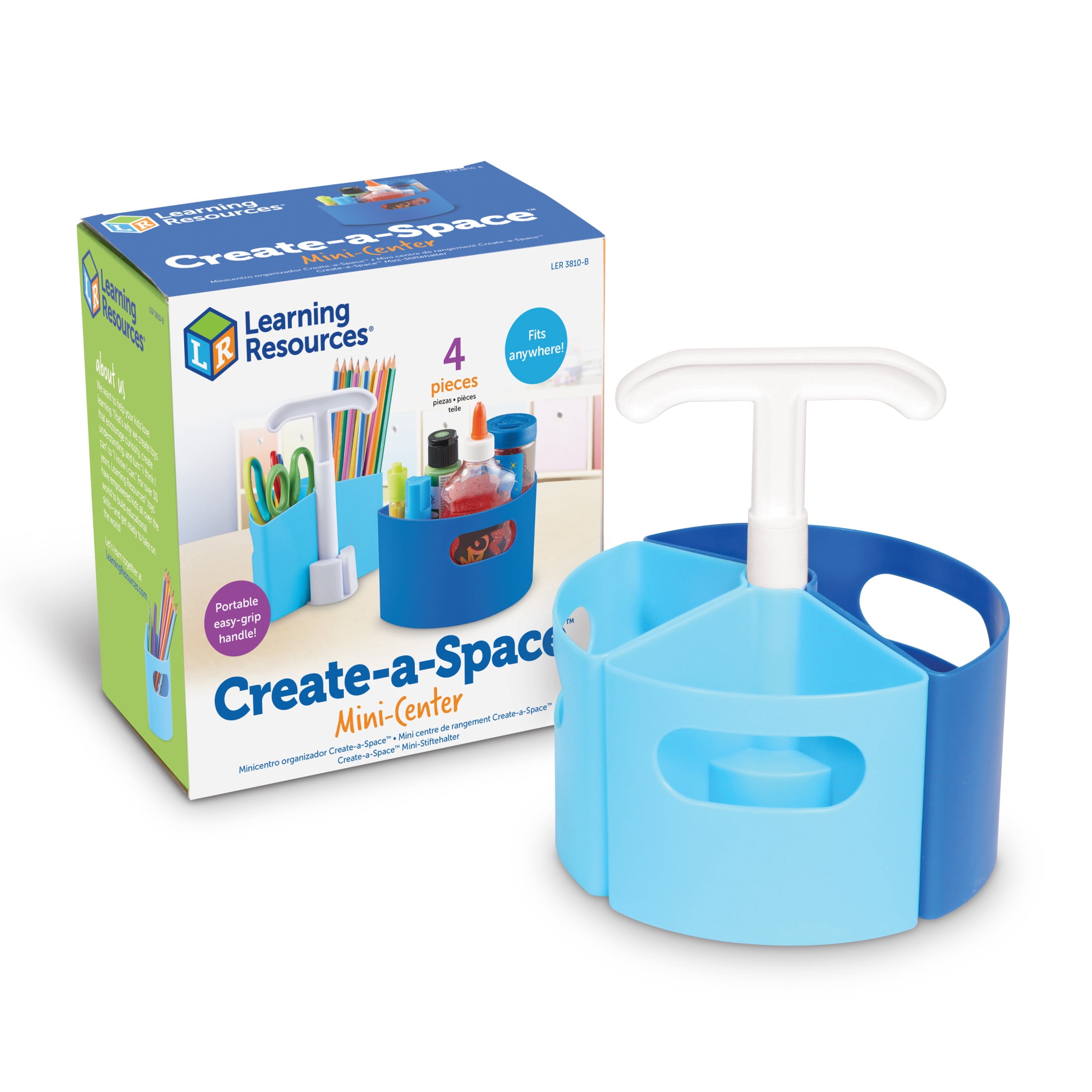 Learning Resources Create-a-Space Storage Mini Center - Blue, Classroom Caddy, 4 Pieces