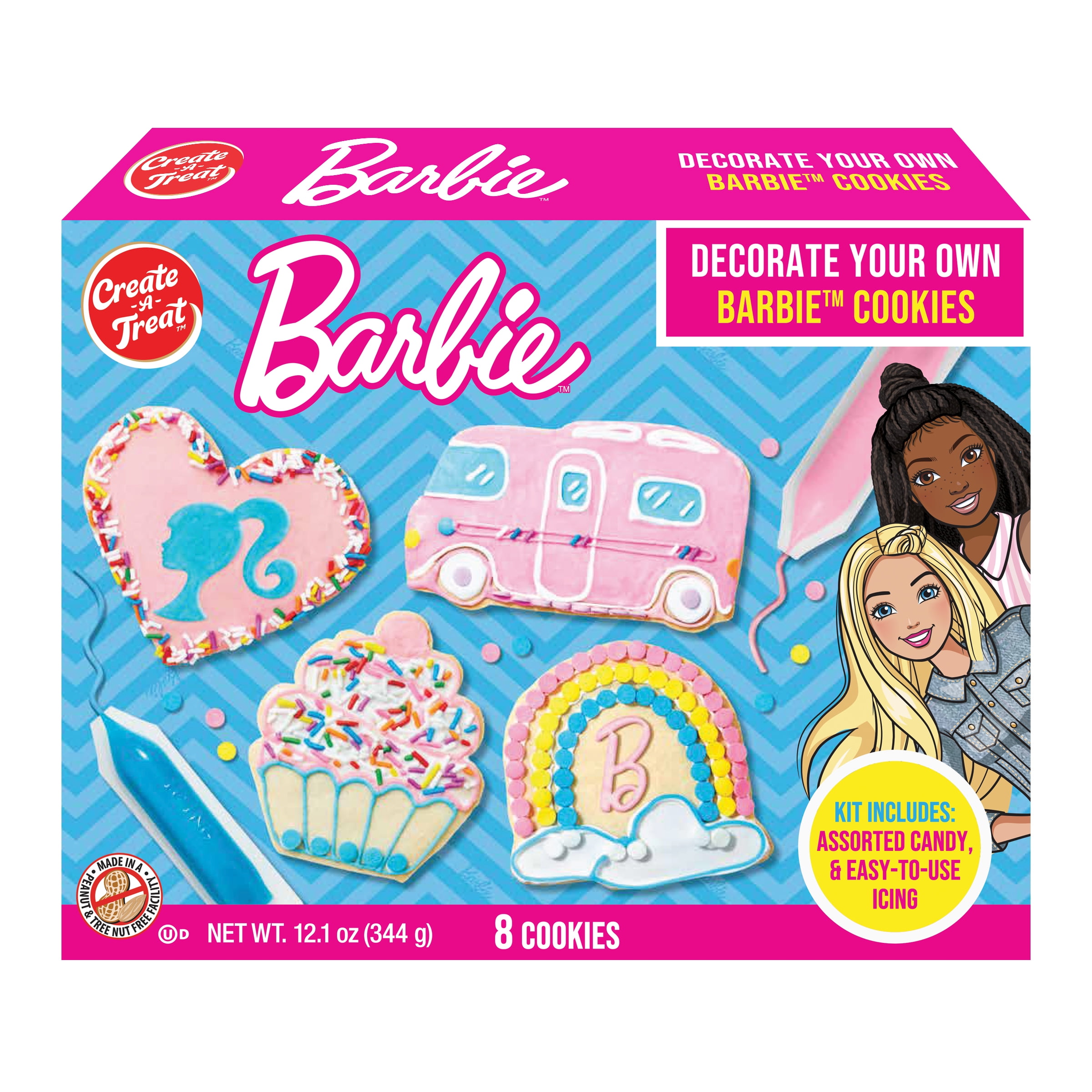Create-A-Treat Barbie Cookie Decorating Kit, Vanilla, Shelf-Stable, Regular Size Box, 12.1 oz, 8 Count