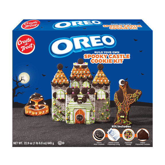 Create-A-Treat OREO Halloween Spooky Castle Cookie Kit, Chocolate, Baked, Shelf Stable, Regular Size Box, 22.9 oz, 1 Count