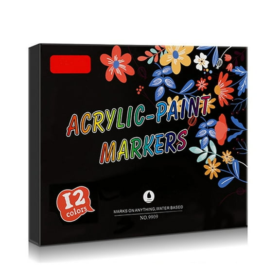 Create Art Anywhere with 12 Colorful Acrylic Paint Pens for Multiple Surfaces