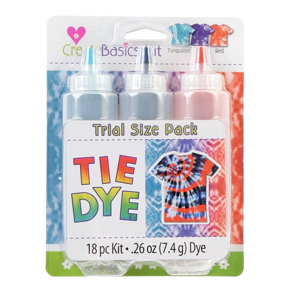 Create Basics Nautical Tie Dye Kit 3-Color Trial Pack with Turquoise Blue Red Dyes