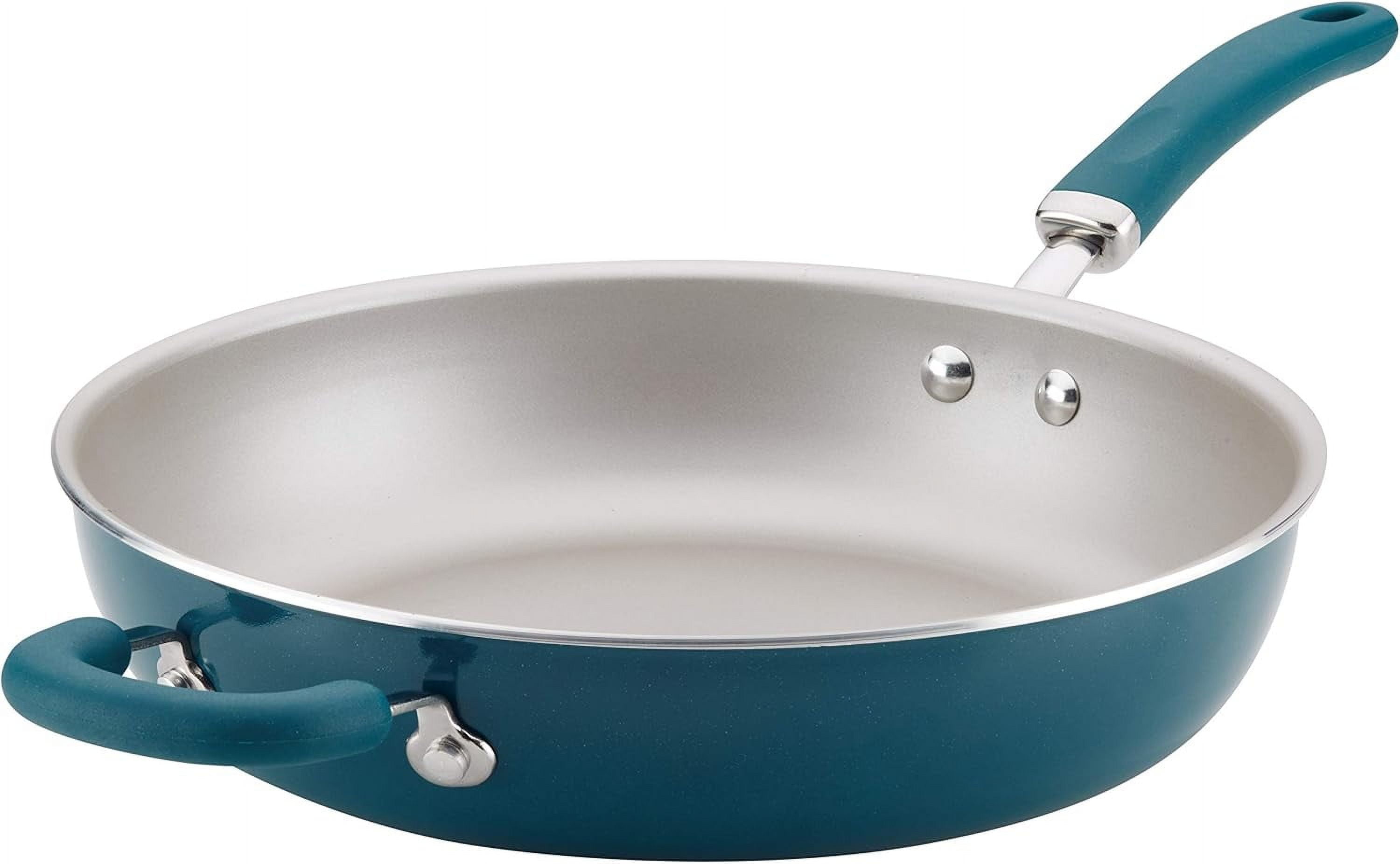 Teal Shimmer 12.5-Inch Aluminum Nonstick Deep Frying Pan