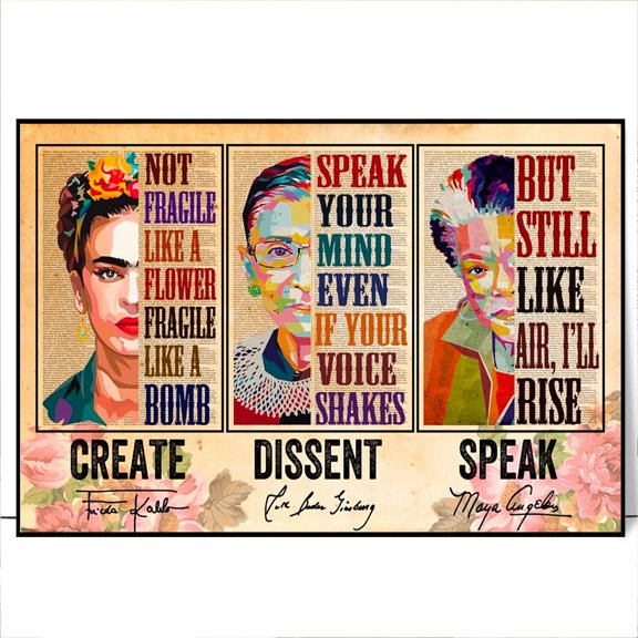 Create Dissent Speak Feminist Empowering Strong Vintage Speak Womens Rights Decorative Wall Art Poster , Poster Print Only