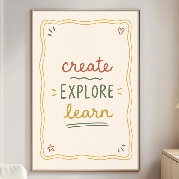 Create Explore Learn Wall Art Print, Unframed Paper Poster 24x36in