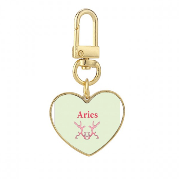 Create Icon Aries Art Deco Fashion Gold Heart Keychain Metal Keyring Holder