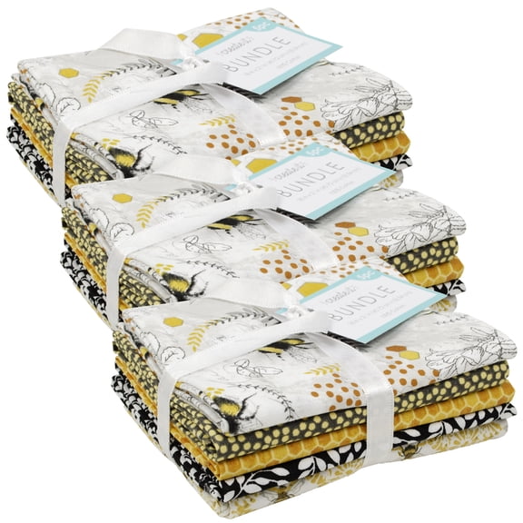 Create It 18" x 21" Cotton Bumble Bee Precut Sewing & Craft Fabric Bundle, Multicolor 15 Piece